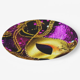 Elegant Gold Mask Paper Plates