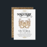 Elegant Gold Masquerade Party Birthday Invitation<br><div class="desc">Stylish modern Masquerade party invitation. Elegant handwritten calligraphy combined with a modern font on a white background complement each other and look harmonious at the same time.</div>