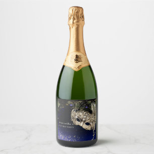 Elegant Gold Masquerade Party Bottle Label