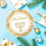 Elegant Gold Menorah Jewish Merry Chrismukkah Classic Round Sticker<br><div class="desc">Elegant Gold Menorah Jewish Hanukkah Merry Chrismukkah Stickers</div>