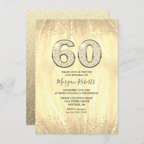 Elegant Gold Mens or Womans 60th Birthday Party Invitation