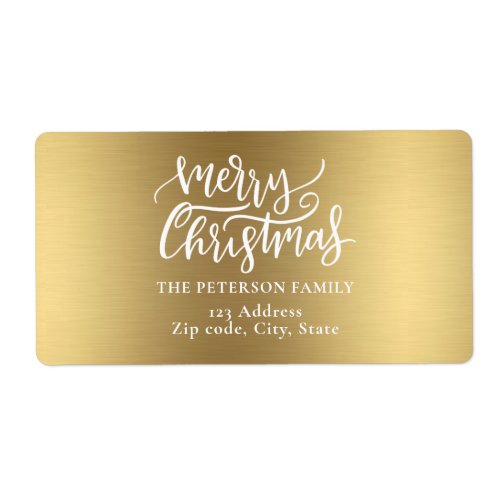 Elegant Gold Merry Christmas Calligraphy Label