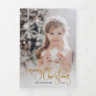Elegant Gold Merry Christmas Calligraphy Photo