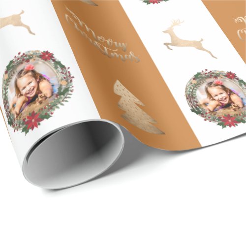 Elegant Gold Merry Christmas Custom Photo  Wrappin Wrapping Paper