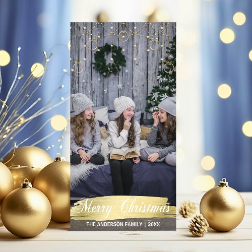 Elegant Gold Merry Christmas Family PHOTO Card