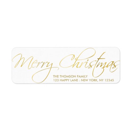 Elegant Gold Merry Christmas Hand Lettered Label