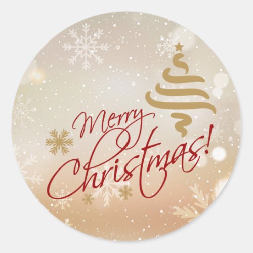 Elegant Gold Merry Christmas Holiday Classic Round Sticker