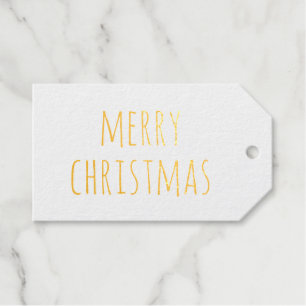Elegant Gold Merry Christmas Minimalist Holiday Foil Gift Tags