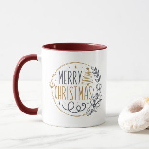 Elegant Gold Merry Christmas Modern Typography Mug