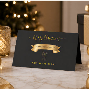 Elegant Gold Merry Christmas Personalized  Place Card