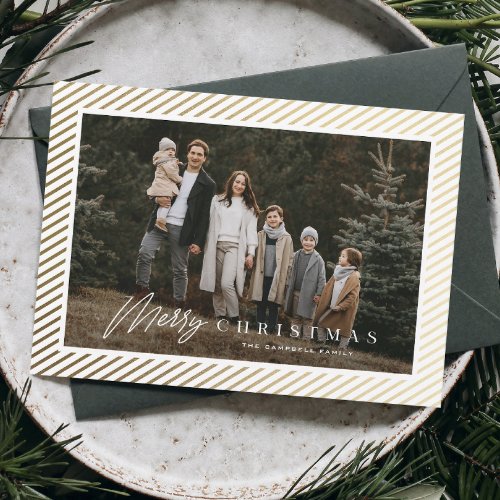Elegant Gold Merry Christmas Photo  Holiday Card