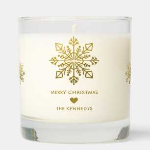 Elegant Gold Merry Christmas Snowflake Family Scented Candle