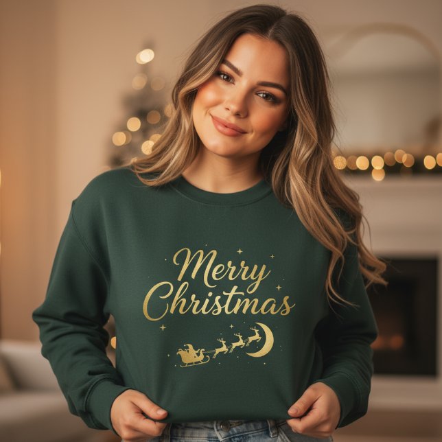 Elegant Gold Merry Christmas Sweatshirt (Creator Uploaded)