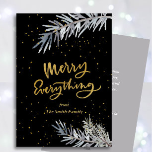 Elegant Gold Merry Everything Pine Bough Simple Holiday Card