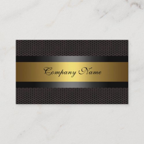 Elegant Gold Metal Black White Business Card