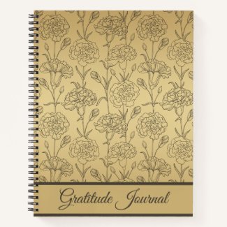 Elegant Gold Metal Carnation Gratitude Journal