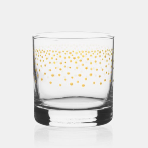 Elegant Gold Metallic Look Confetti Drinkware Set Whiskey Glass