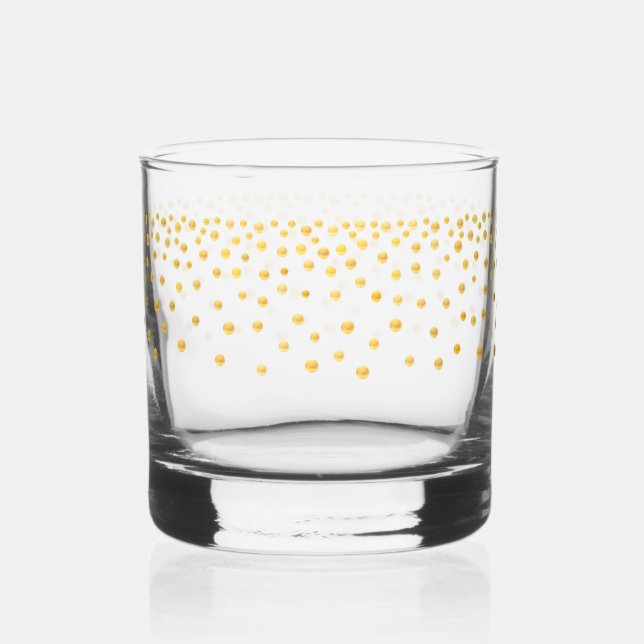 Elegant Gold Metallic Look Confetti Drinkware Set Whiskey Glass (Front)