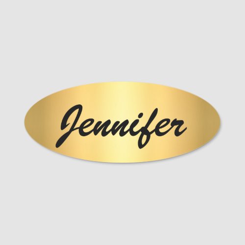 elegant Gold metallic  modern script custom Name Tag