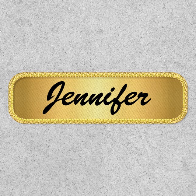 elegant Gold metallic  modern script name Patch (Front)