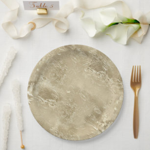 Elegant Gold Metallic Pattern Holiday Paper Plates