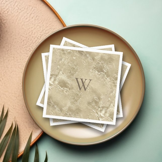 Elegant Gold Metallic Pattern with Monogram Napkins (Personalize with your monogram initial.)