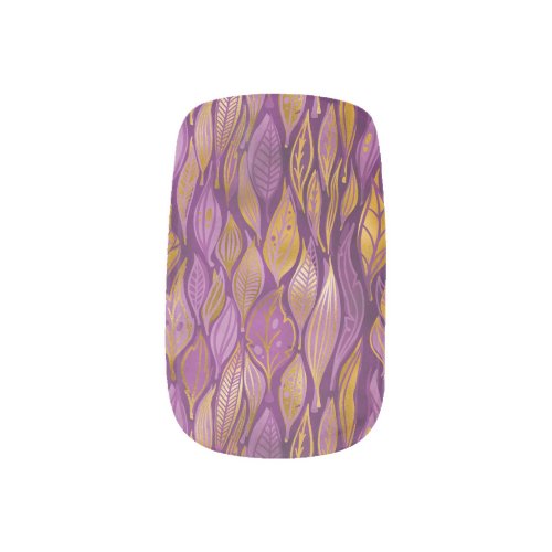 Elegant Gold Metallic Plum Purple Exotic Pattern Minx Nail Art