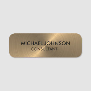 Elegant Gold Metallic Professional Business Name Tag