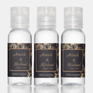 Elegant Gold Metallic Roses Floral Wedding Hand Sanitizer