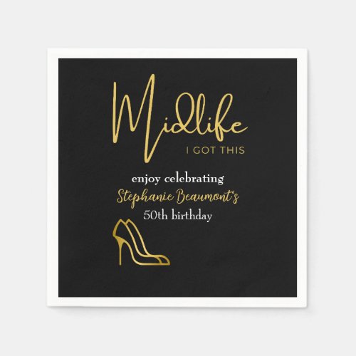 Elegant Gold Midlife You Got This 50th Birthday Napkins