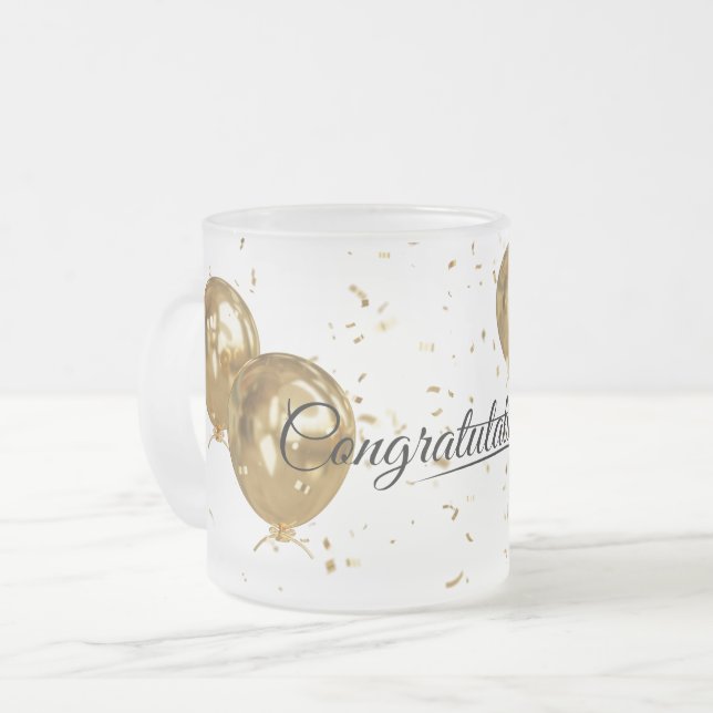 Elegant Gold Minimal Graduation graduate School Frosted Glass Coffee Mug (Front Left)