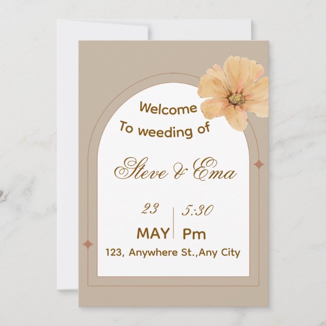 Elegant Gold Minimal Wedding Invitation | Simple & (Front)