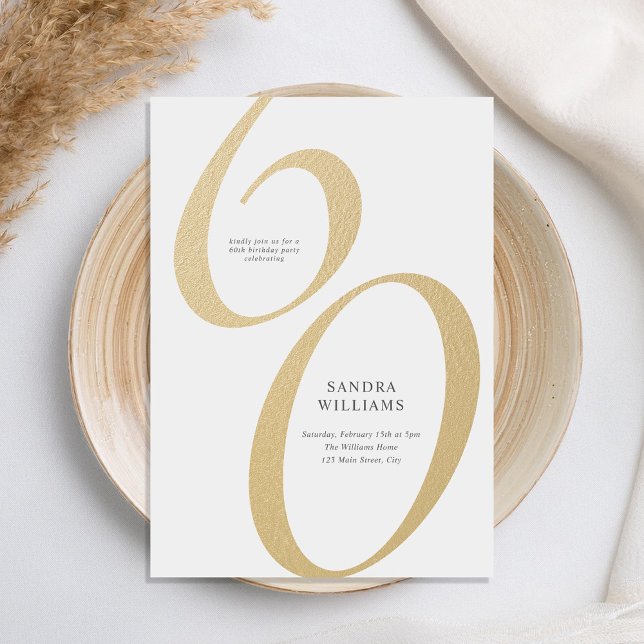 Elegant Gold Minimalist 60th Birthday Invitation (Creator Uploaded)
