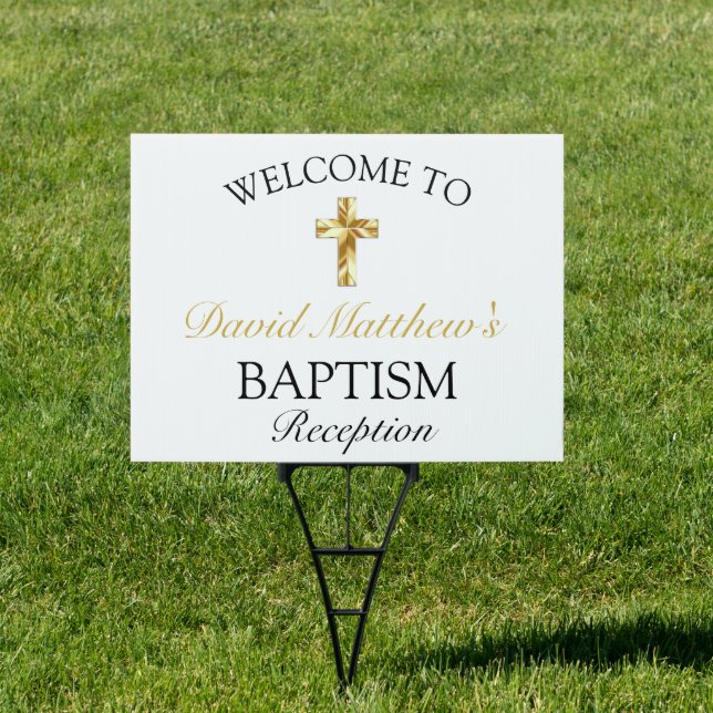 Elegant Gold Minimalist Baby Baptism Welcome   Sign (Insitu)