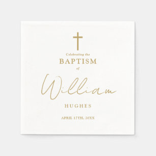 Elegant Gold Minimalist Baptism Christening Napkins