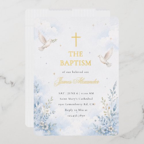 Elegant Gold Minimalist Baptism Invite