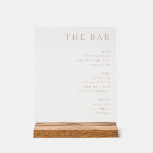 Elegant Gold Minimalist Bar Menu Acrylic Sign