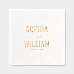 Elegant Gold Minimalist Calligraphy Foil Napkins