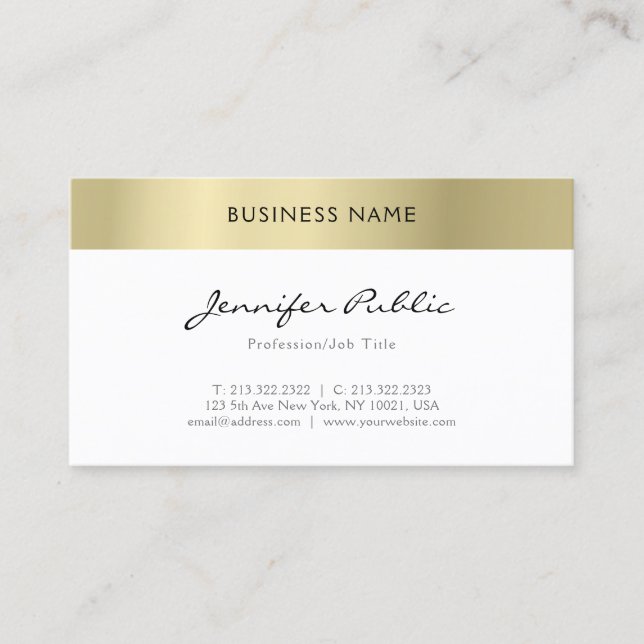 Elegant Gold Minimalist Professional Modern Simple Business Card (Front)