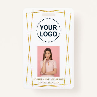 Elegant Gold Minimalist QR Code Business Employee Badge