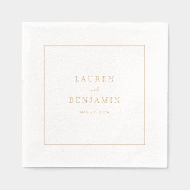 Elegant Gold Minimalist Rectangle Foil Napkins (Front)