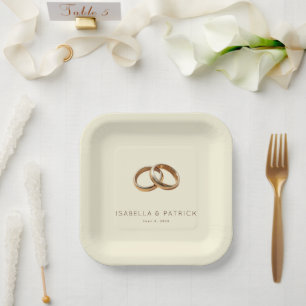 Elegant Gold Minimalist Rings Paper Plates