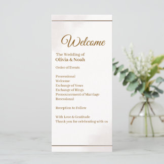 Elegant Gold Minimalist Wedding Program