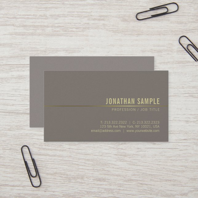 Elegant Gold Minimalistic Design Trendy Luxury Business Card (Front/Back In Situ)