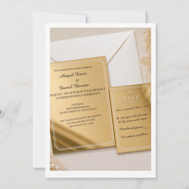 Elegant Gold Mirror Acrylic Wedding Invitations wi (Front)