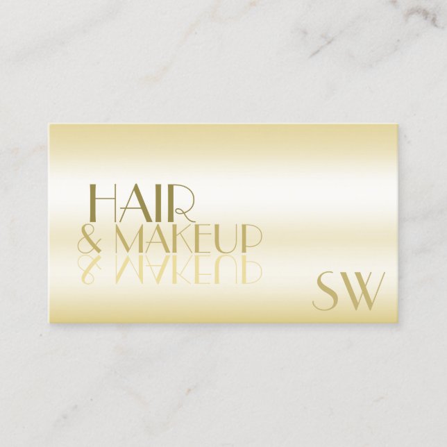 Elegant Gold Mirror Letters with Monogram Luxury Business Card (Front)