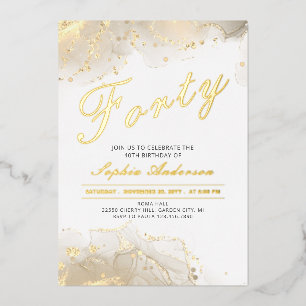 Elegant Gold Modern 40th Birthday Foil Invitation