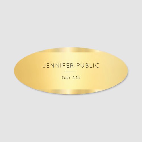 Elegant Gold Modern Glam Template Staff Employee Name Tag