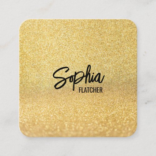 Elegant gold modern minimalist black square square business card