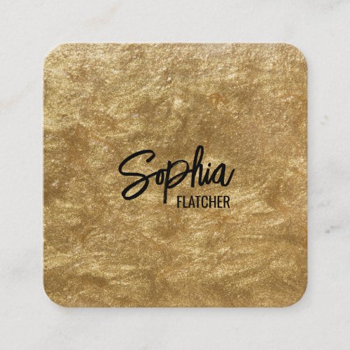 Elegant gold modern minimalist black square square business card